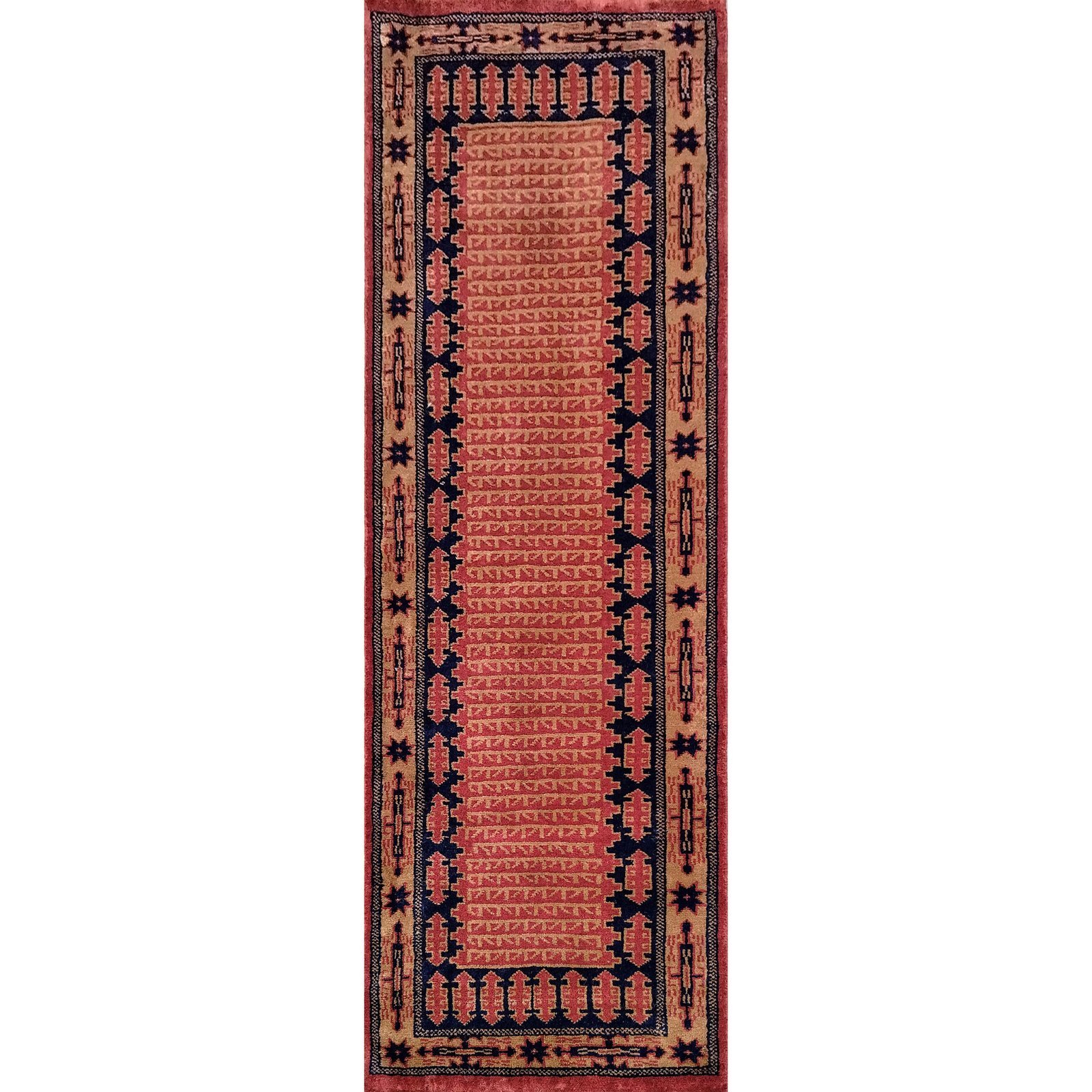 2x6 ft Hand Knotted Maroon Wool Runner Rug (Kanta)