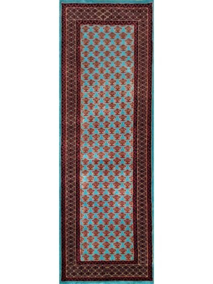 2x6 Feet Handmade Wool Rug Runner Turquoise