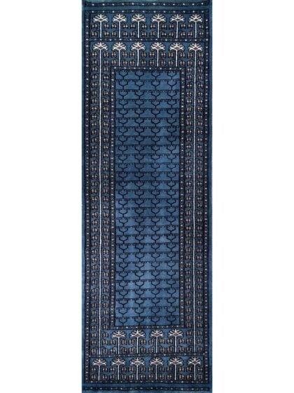 2x6 feet Bluish-gray Hand-knotted Woolen Runner