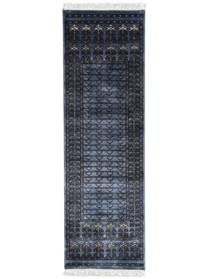 2x6 Feet Gray Hand Knotted Wool Rug Parda