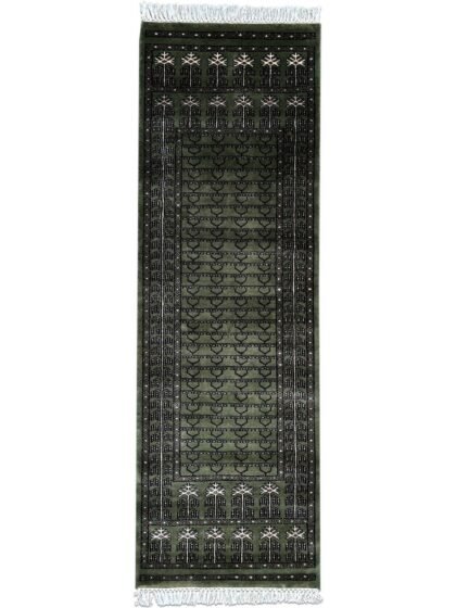 2x6 Feet Green Hand Knotted Wool Rug Parda