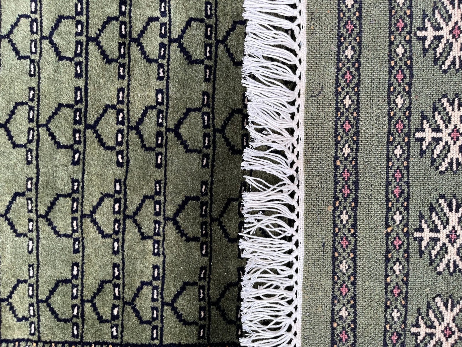 2x6 Feet Green Hand Knotted Wool Rug Parda - Image 5