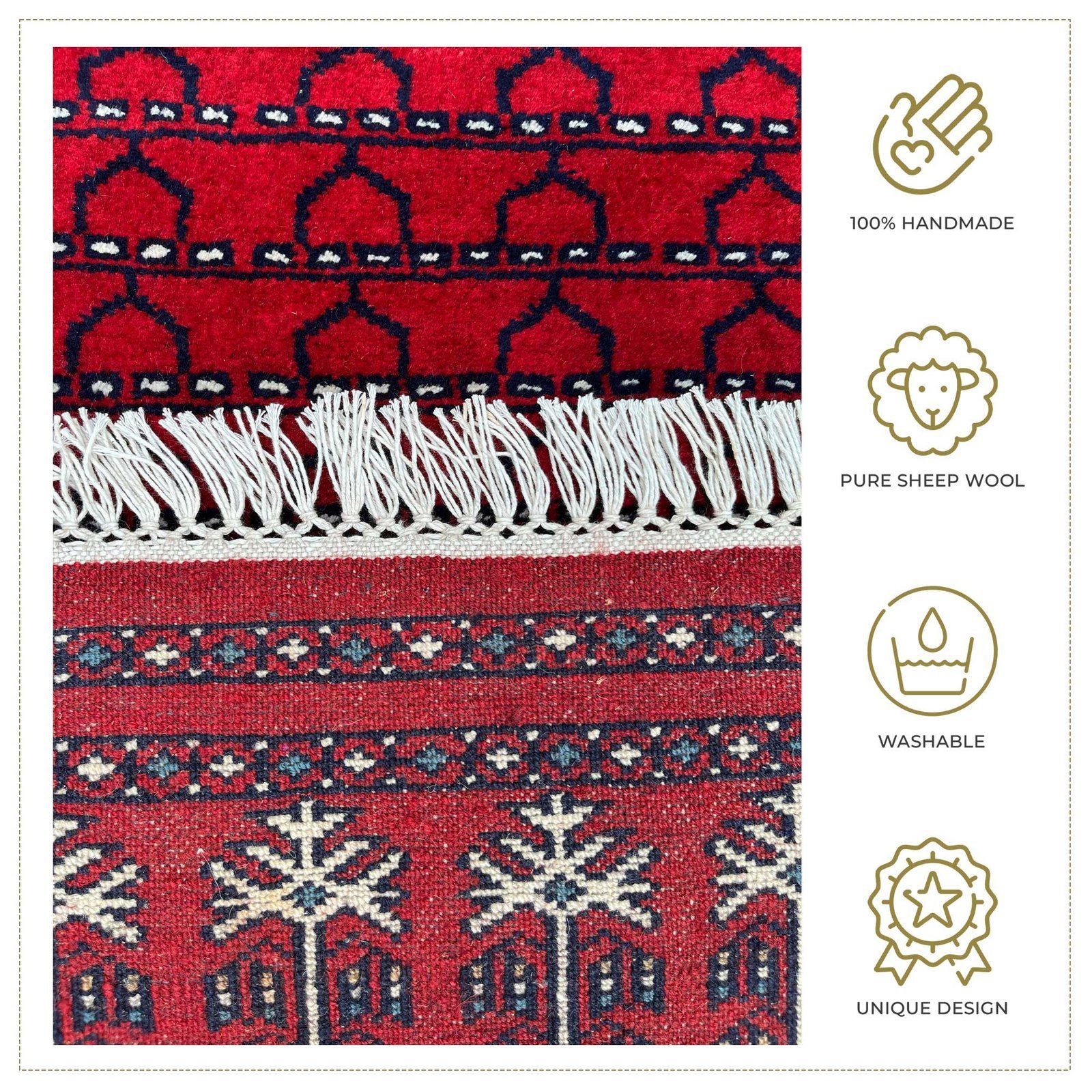 2x6 feet Hand-knotted Runner Rug Red - Image 5