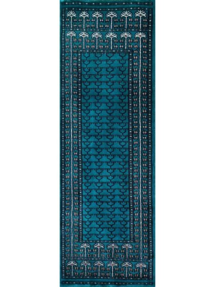 2x6 feet Hand-knotted Rug Wool Turquoise Parda