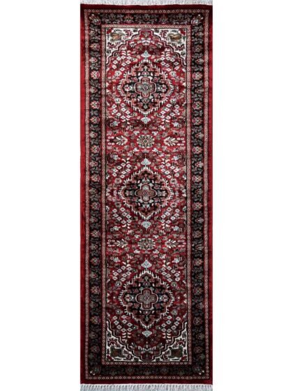 2x6 feet Hand Knotted Bamboo Silk Rug Indopersian Red