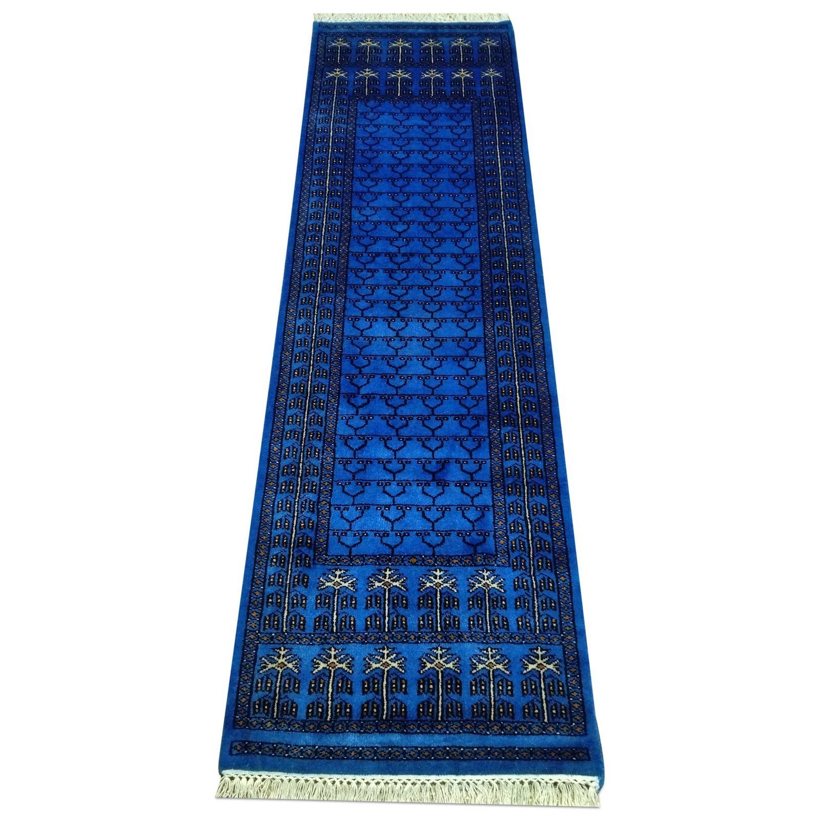 2x6 ft Blue Hand Knotted Wool Rug Runner - Image 2