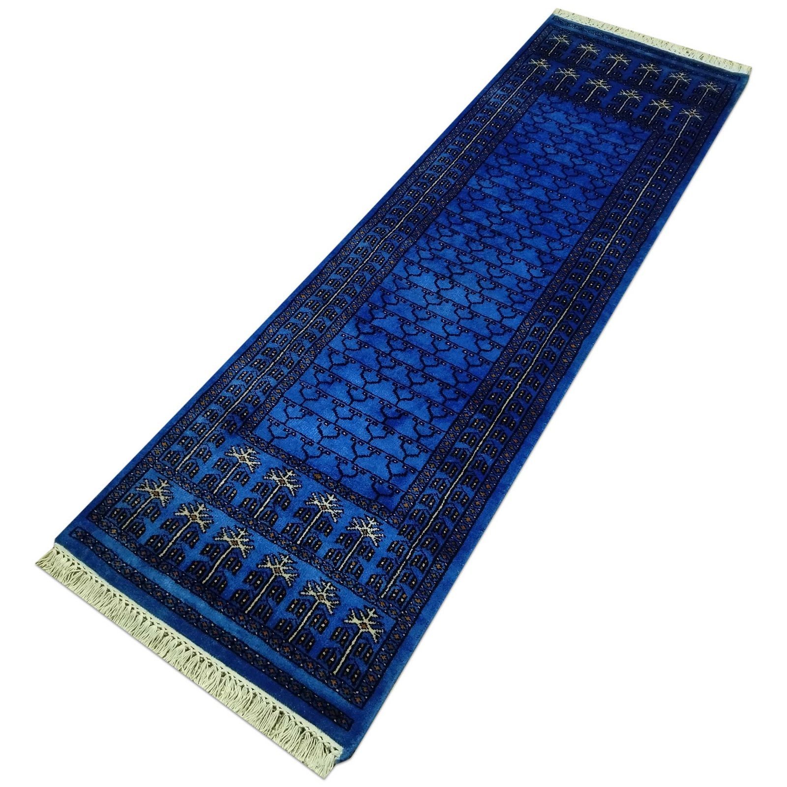 2x6 ft Blue Hand Knotted Wool Rug Runner - Image 3