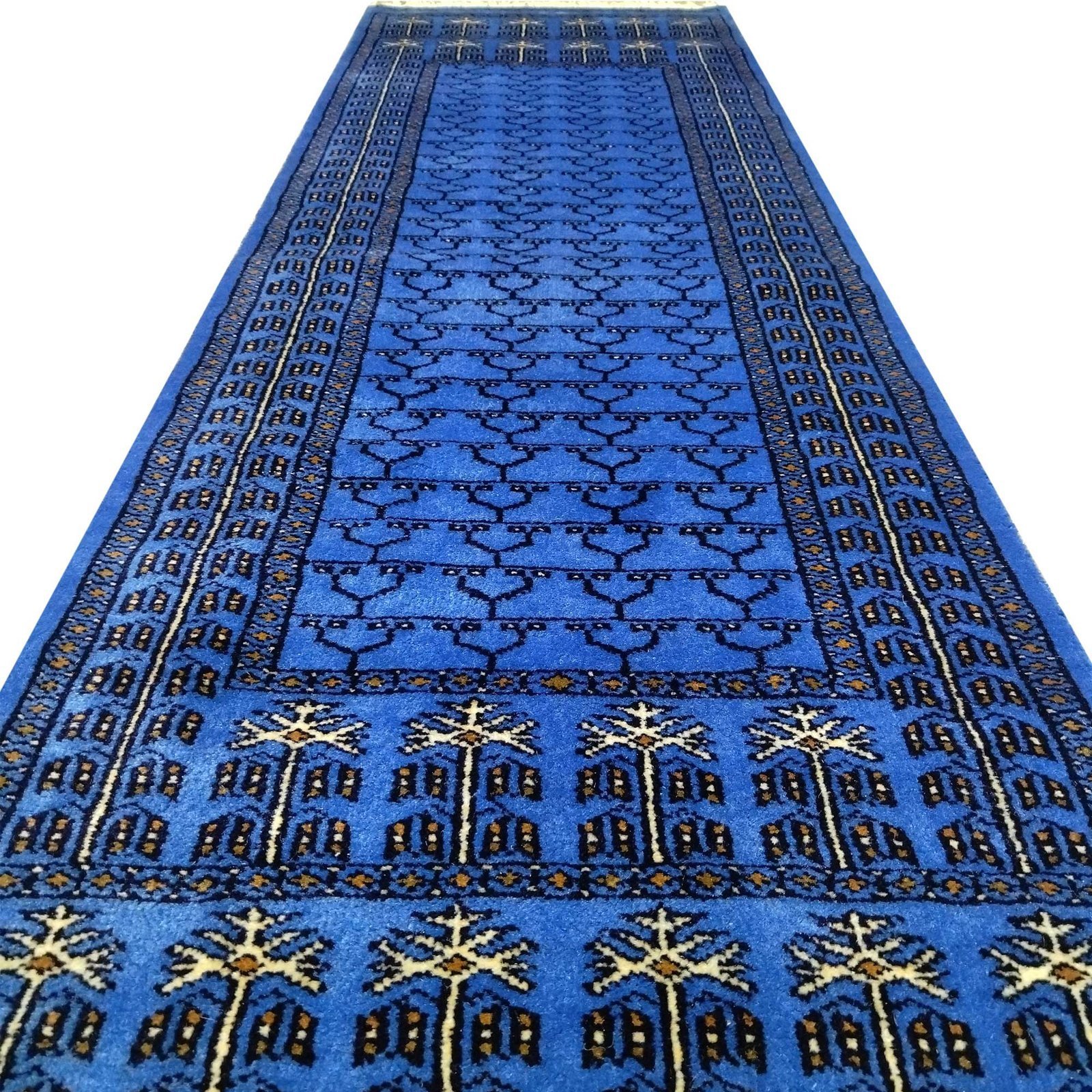 2x6 ft Blue Hand Knotted Wool Rug Runner - Image 4