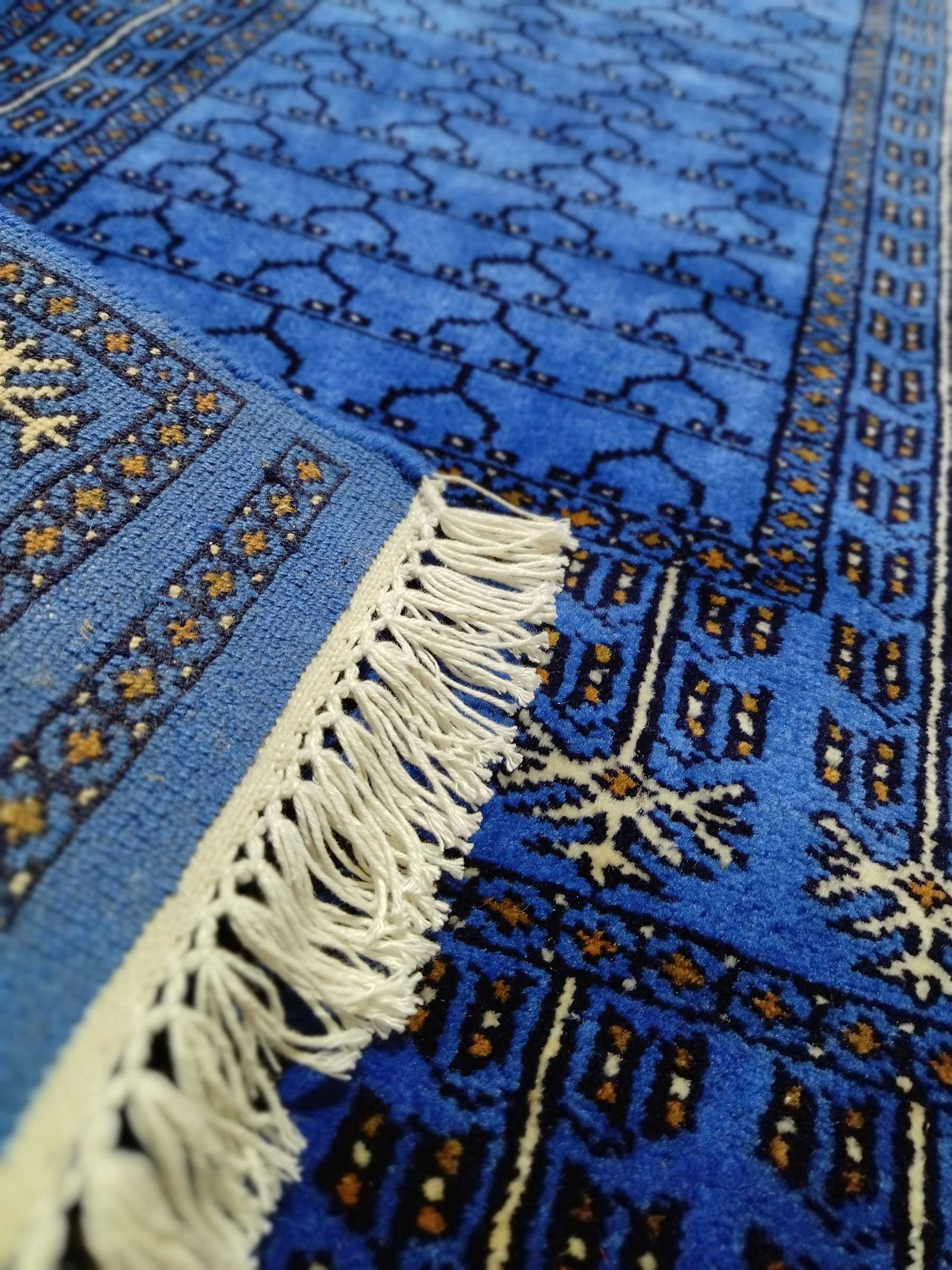 2x6 ft Blue Hand Knotted Wool Rug Runner - Image 5