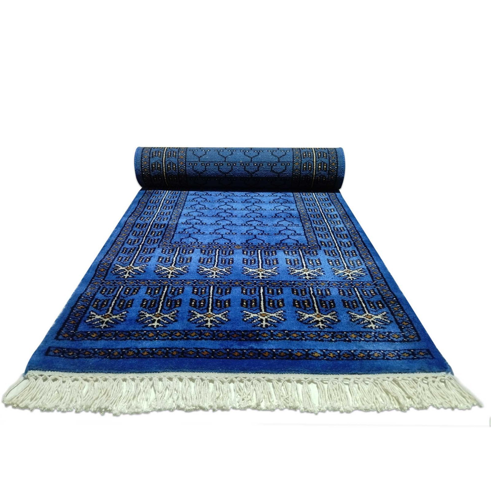 2x6 ft Blue Hand Knotted Wool Rug Runner - Image 7