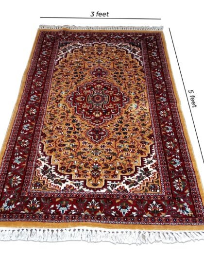 3×5 Feet Hand Knotted Persian Rug Yellow