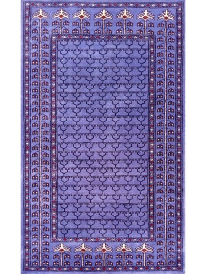 3×5 feet Purple Hand Knotted Wool Rug Parda