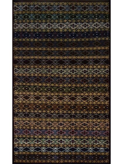 3×5 feet Black & Multi Hand Knotted Wool Rug Zanjeera