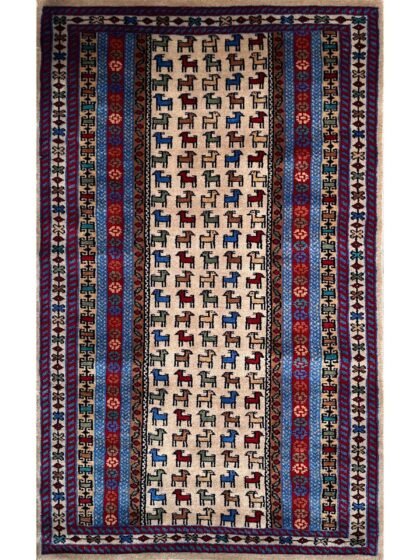 3x5 ft Hand Knotted Woolen Rug Beige Bakri