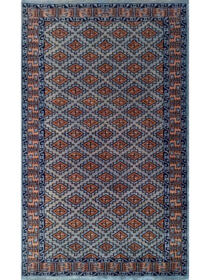 3x5 Feet Gray Hand Knotted Wool Rug Burfi