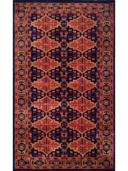 3x5 Ft Hand Knotted Bukhara Wool Rug (Black)