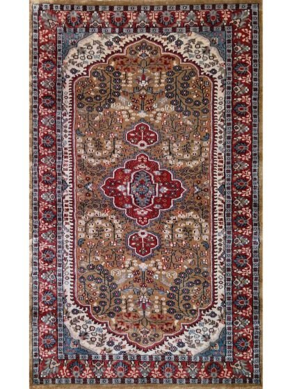 3x5 Feet Hand Knotted Persian Bamboo Silk Rug Camel