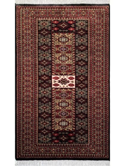 3x5 ft Hand-knotted Woolen Rug Dubba Black