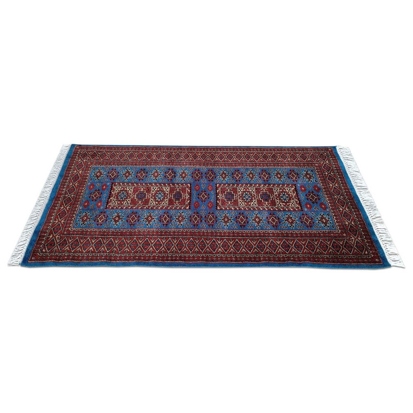3x5 Feet Blue Hand Knotted Wool Rug Dubba - Image 5
