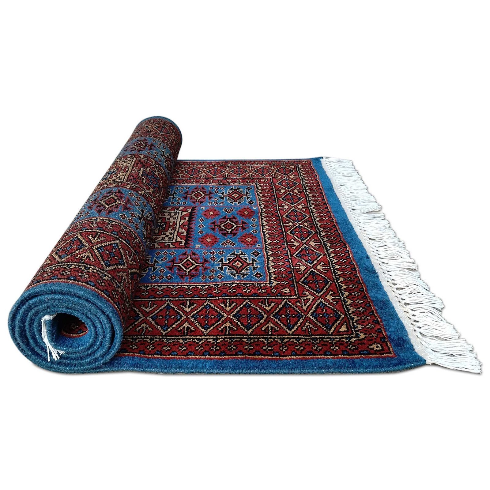 3x5 Feet Blue Hand Knotted Wool Rug Dubba - Image 6