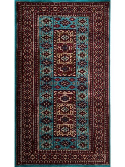 3x5 Handmade Hand Knotted Wool Rug Dubba Turquoise