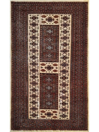 3x5 Feet White Hand Knotted Wool Rug Dubba