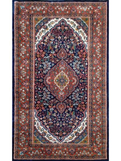 3x5 feet Hand Knotted Navy Blue Bamboo Silk Persian Rug