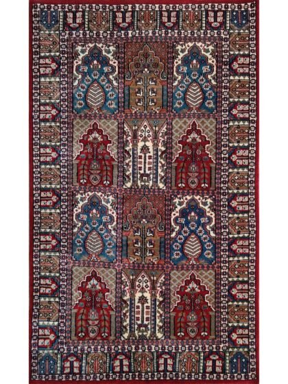 3x5 Feet Red Hand Knotted Wool Rug Hamadan