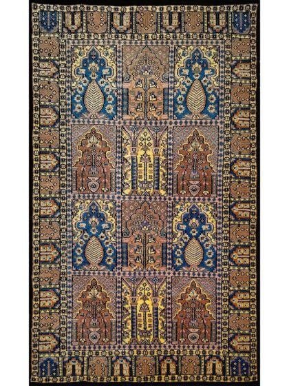 3x5 Feet Hand Knotted Black Wool Rug Hamadan