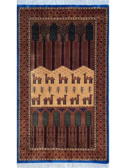 3x5 ft Hand-knotted Woolen Rug Jungle Brown