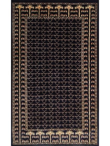 3x5 Feet Handmade Black Wool Rug Parda