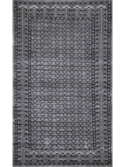 3x5 ft Hand Knotted Bamboo Silk Gray Rug Parda