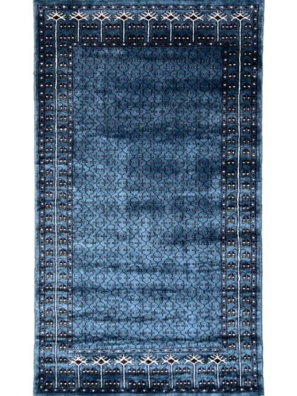 3x5 feet Hand Knotted Bamboo Silk Rug Blue Jali