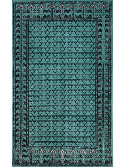 3x5 Handmade Hand Knotted Wool Rug Parda Light Turquoise