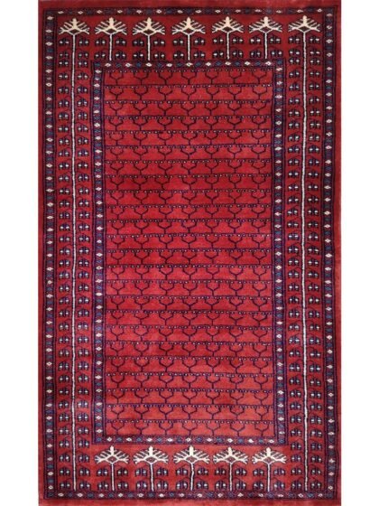 3x5 Feet Handmade Parda Wool Rug Red