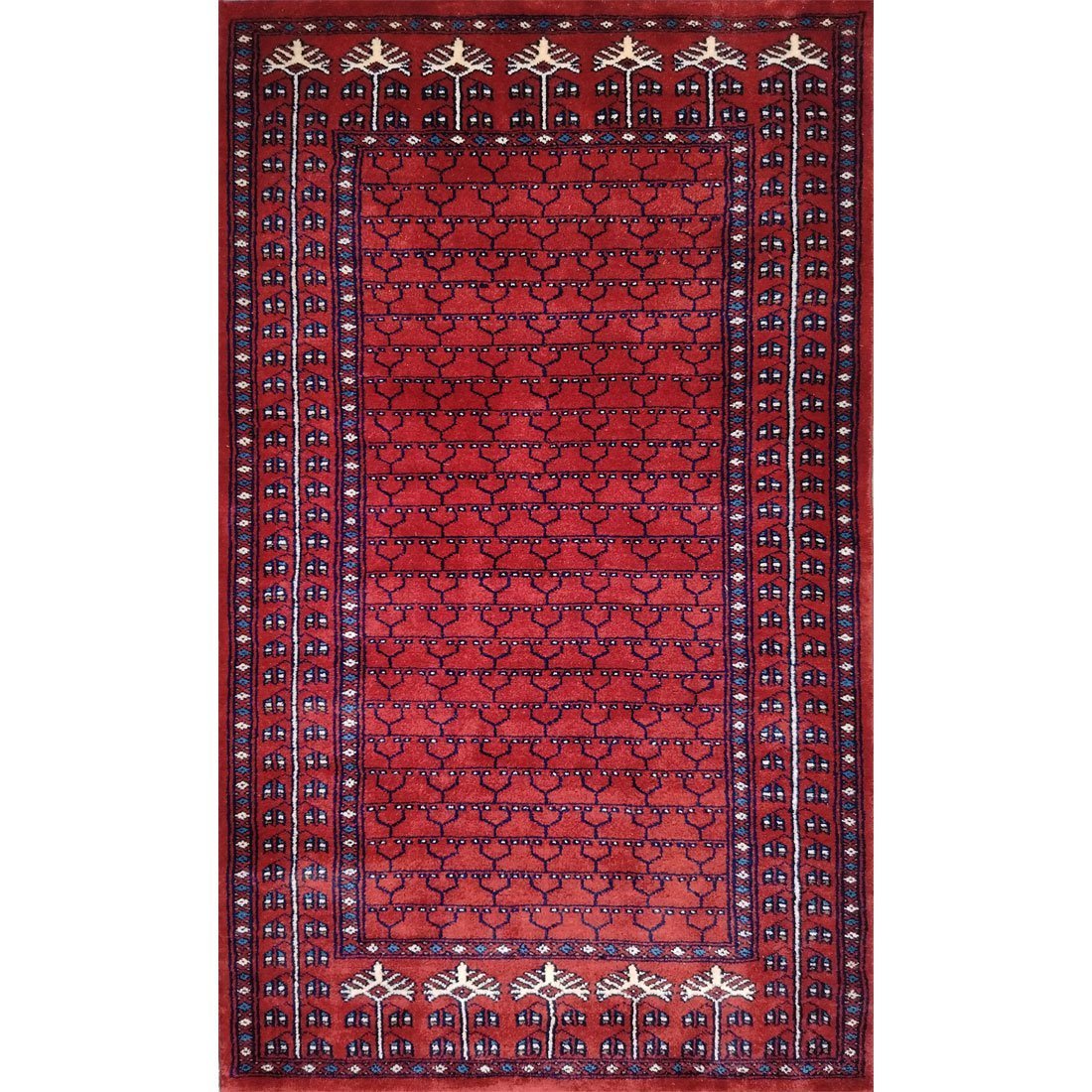 3x5 Feet Handmade Parda Wool Rug Red