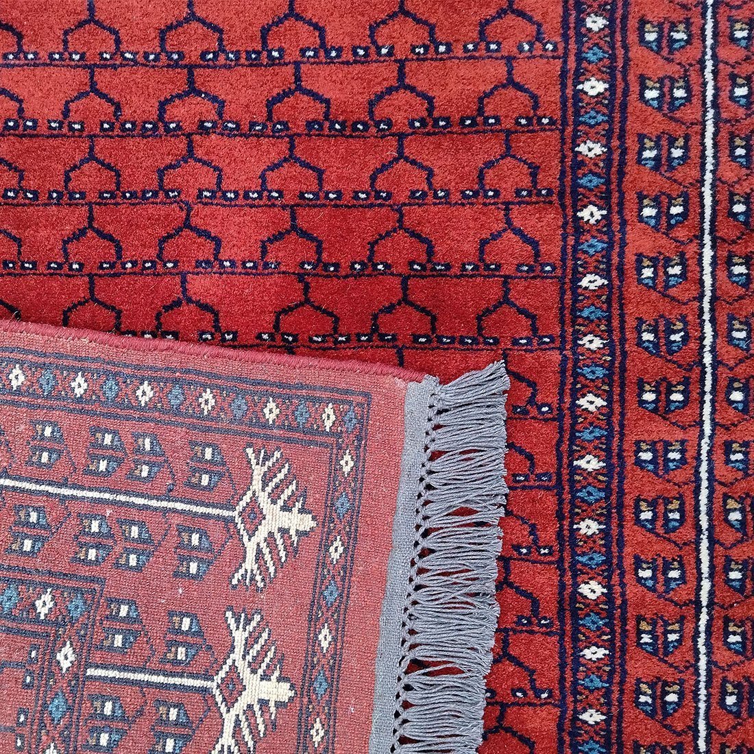 3x5 Feet Handmade Parda Wool Rug Red - Image 5