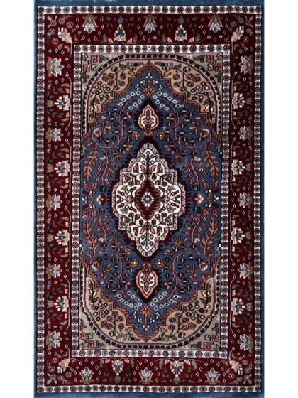 3x5 ft Hand Knotted Wool Rug Bluish-Gray Ground Indo-Persian