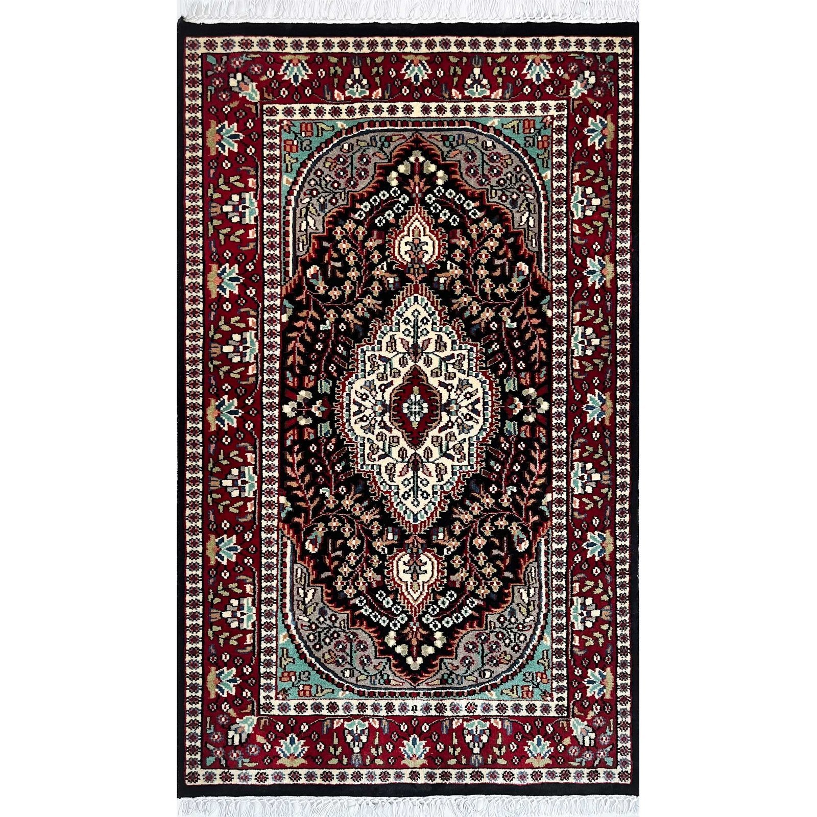 3x5 ft Hand Knotted Woolen Rug Persian Black