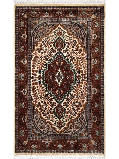 3x5 ft Hand Knotted Woolen Rug Persian White