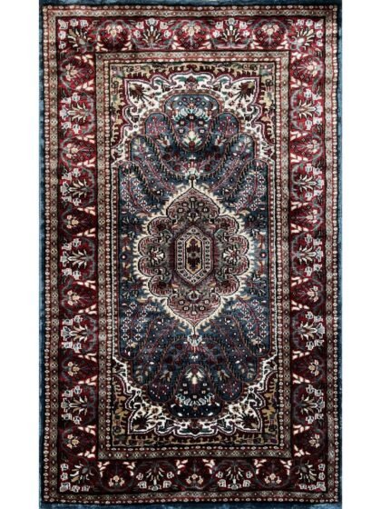 3x5 feet Hand Knotted Bamboo Silk Rug Blue Indopersian