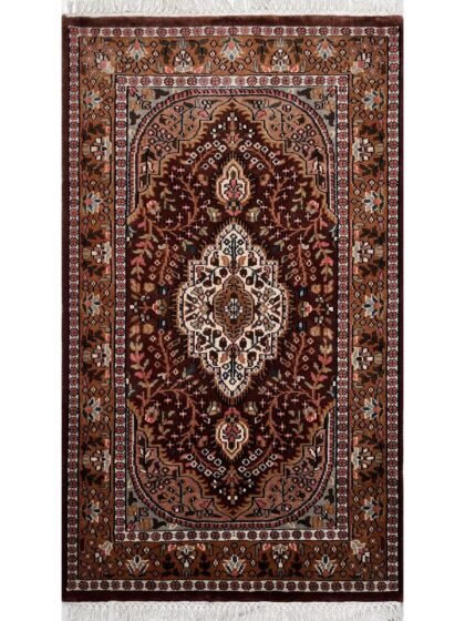 3x5 ft Hand-knotted Woolen Rug Persian Dark Brown