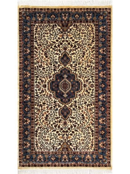 3x5 ft Hand Knotted Woolen Rug Persian Ivory