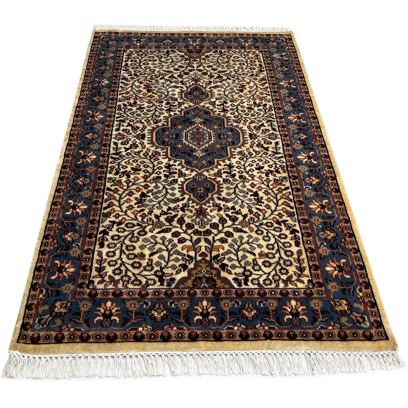 3x5 ft Hand Knotted Woolen Rug Persian Ivory - Image 7