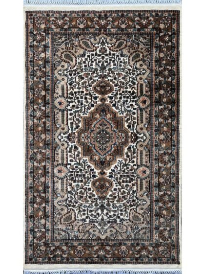 3x5 Hand Knotted Wool Rug White Indopersian