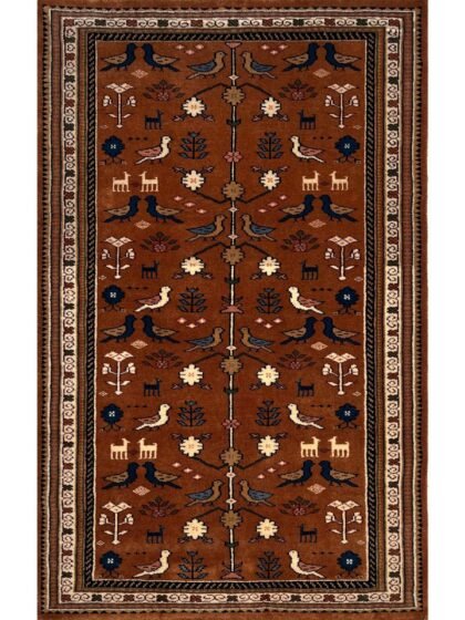 3x5 Handmade Hand Knotted Wool Rug Pigeon Copper