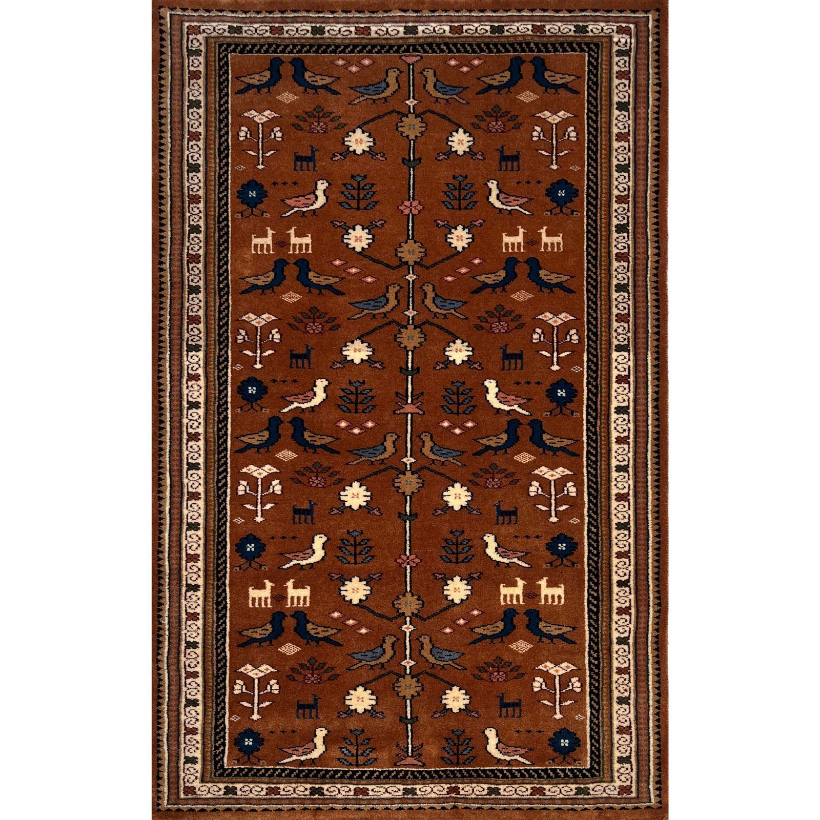 3x5 Handmade Hand Knotted Wool Rug Pigeon Copper
