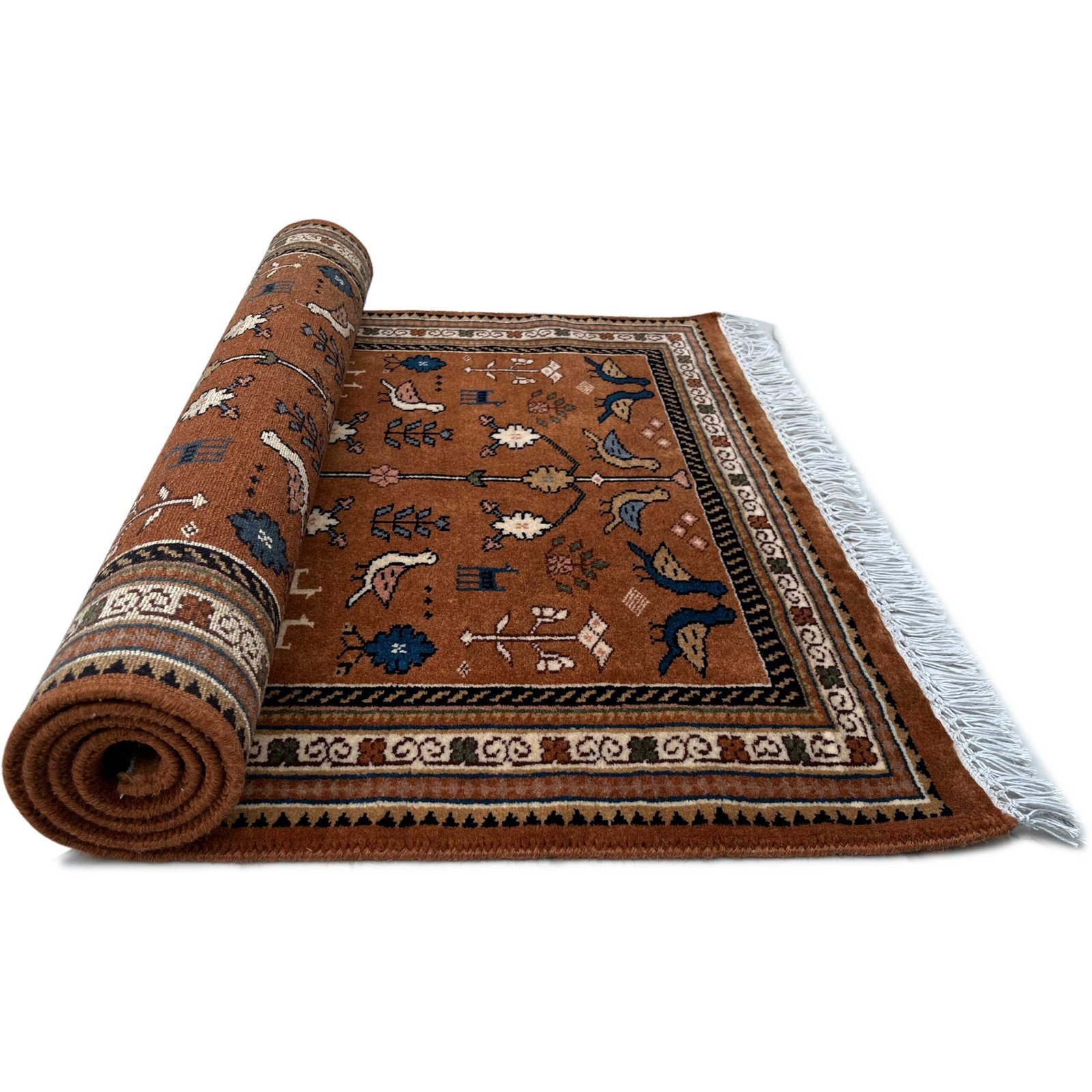 3x5 Handmade Hand Knotted Wool Rug Pigeon Copper - Image 3