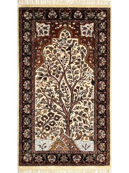 3x5 ft Hand Knotted Woolen Rug Silwatri Ivory