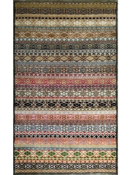 3×5 Feet Hand Knotted Zanjeera Wool Rug Olive & Multi